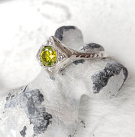 Platinum Yellow Diamond Deco style Ring