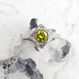 Platinum Yellow Diamond Deco style Ring