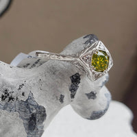 Platinum Yellow Diamond Deco style Ring