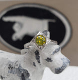Platinum Yellow Diamond Deco style Ring