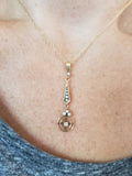 14k gold Victorian old mine cut diamond & pearl necklace pendant lavaliere