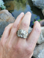 10k gold two tone vintage diamond double headed eagle Masonic Freemason Ring