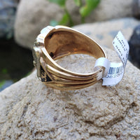 10k gold two tone vintage diamond double headed eagle Masonic Freemason Ring