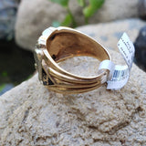 10k gold two tone vintage diamond double headed eagle Masonic Freemason Ring