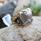 10k gold two tone vintage diamond double headed eagle Masonic Freemason Ring