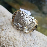 10k gold two tone vintage diamond double headed eagle Masonic Freemason Ring