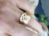 14k gold two tone vintage Deco diamond Masonic Freemason Ring