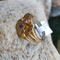 14k gold two tone vintage Deco diamond Masonic Freemason Ring