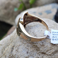 10k gold two tone vintage Deco Masonic Freemason Ring