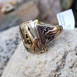 10k gold two tone vintage Deco Masonic Freemason Ring
