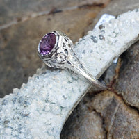 14k white gold pink sapphire filigree c.20s ring