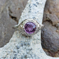 14k white gold pink sapphire filigree c.20s ring