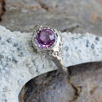 14k white gold pink sapphire filigree c.20s ring
