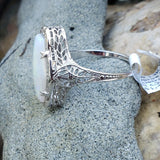 14k white gold filigree c.20s opal ring