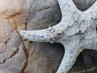Platinum Diamond & Sapphire estate Art Deco c.20's filigree glove shield Ring