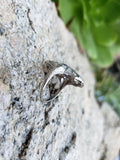 Platinum Diamond & Sapphire estate Art Deco c.20's filigree glove shield Ring