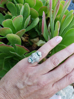 Platinum Deco c.20's Emerald & Diamond estate filigree glove shield Ring