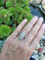 Platinum Diamond estate Art Deco c.20's filigree glove shield Ring