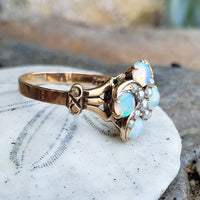 10k gold Victorian opal & seed pearl ring