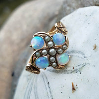 10k gold Victorian opal & seed pearl ring