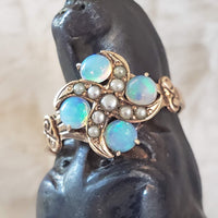 10k gold Victorian opal & seed pearl ring