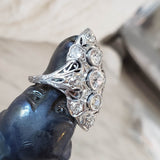 Platinum Diamond estate Art Deco c.20's filigree glove shield Ring