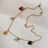 14k gold heart multi natural stone necklace pendant