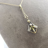 14k gold Nouveau enamel & pearl necklace pendant lavaliere