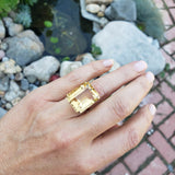 14k yellow gold emerald cut CITRINE estate cocktail ring