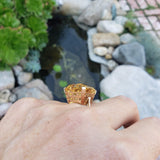 14k yellow gold emerald cut CITRINE estate cocktail ring