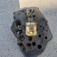 14k yellow gold emerald cut CITRINE estate cocktail ring