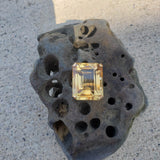 14k yellow gold emerald cut CITRINE estate cocktail ring