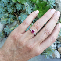 Palladium pink Tourmaline & Diamond estate Ring