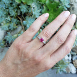Palladium pink Tourmaline & Diamond estate Ring