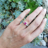 Palladium pink Tourmaline & Diamond estate Ring