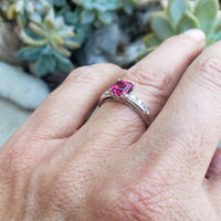 Palladium pink Tourmaline & Diamond estate Ring
