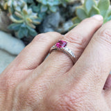 Palladium pink Tourmaline & Diamond estate Ring