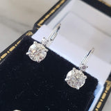 14k white gold old European cut diamond lever back earrings .98ct tw