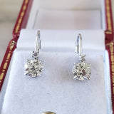 14k white gold old European cut diamond lever back earrings .98ct tw