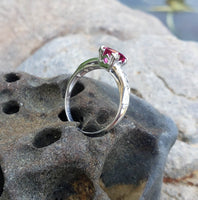 Palladium pink Tourmaline & Diamond estate Ring