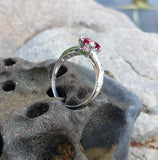 Palladium pink Tourmaline & Diamond estate Ring