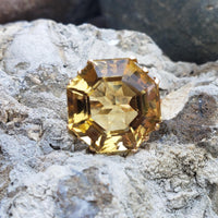 14k yellow gold hexagon CITRINE estate cocktail ring