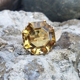 14k yellow gold hexagon CITRINE estate cocktail ring