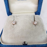 14k rose gold old European cut diamond scroll studs earrings - .37ct tw