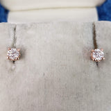 14k rose gold old European cut diamond scroll studs earrings - .37ct tw