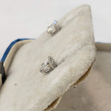 14k yellow gold princess cut diamond scroll studs earrings - .57ct tw
