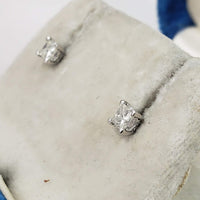 14k yellow gold princess cut diamond scroll studs earrings - .57ct tw