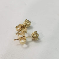 14k yellow gold old European cut diamond fleur de lis studs earrings - .43ct tw