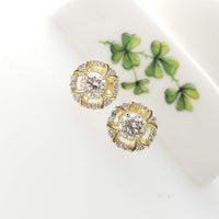 14k gold brilliant cut diamond Deco style halo studs - .66ct tw
