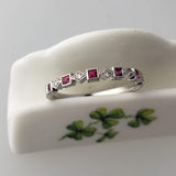 14k white gold diamond & ruby stackable wedding band